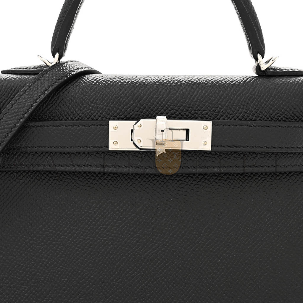 HERMÈS MASTER EPSOM MINI KELLY SELLIER 20 BLACK SILVER BUCKLE (19*12*5.5cm)